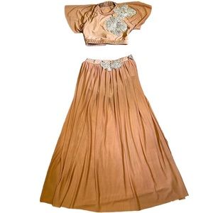 Glamour 2 Piece Lyrical Nude/Taupe Dance Costume Size Small Adult